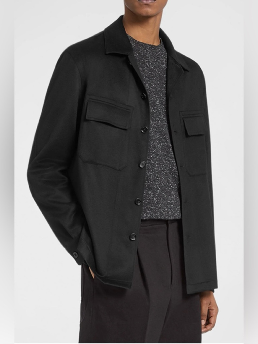 ZEGNA XXL Men's Oasi Cashmere Shirt - Dark Navy